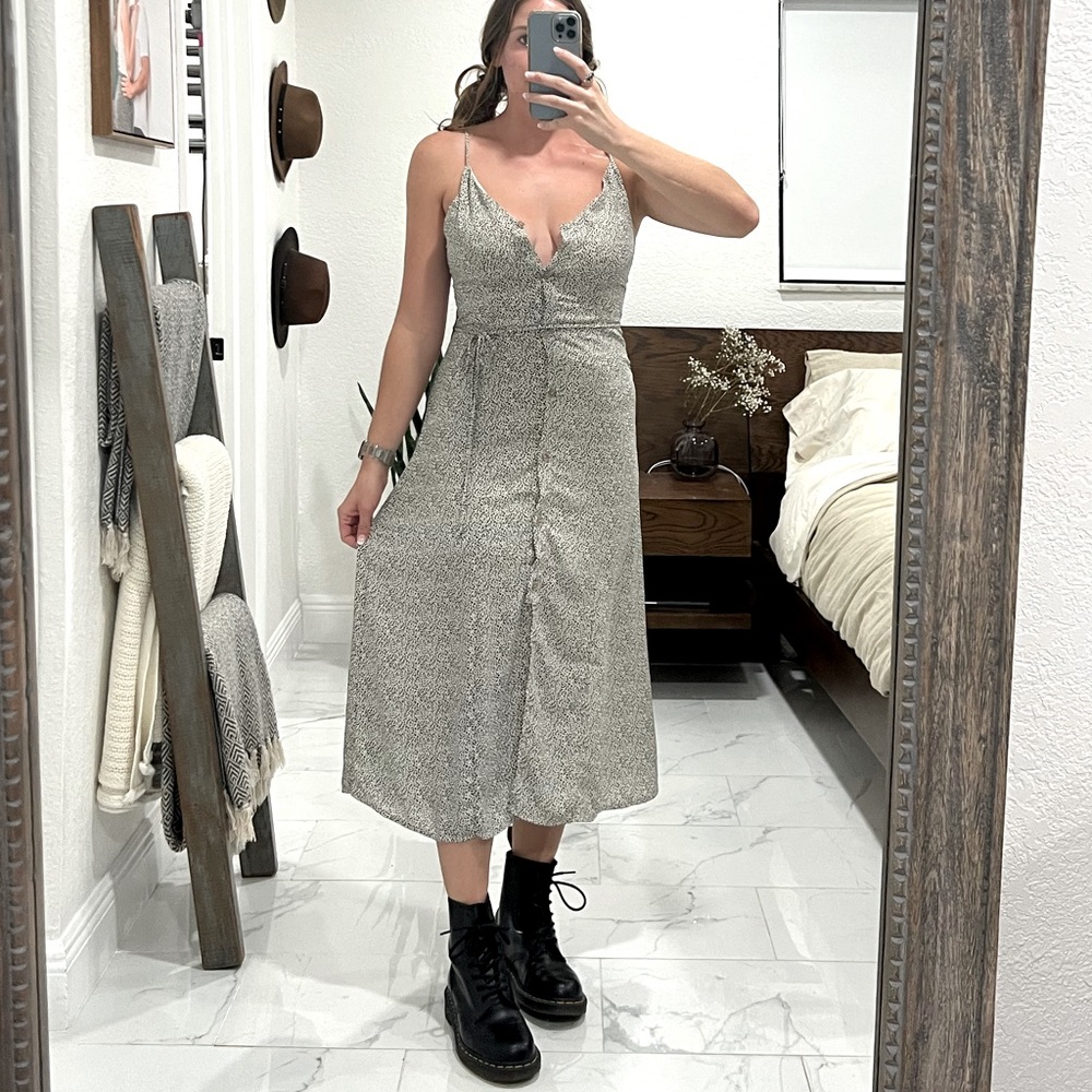 Speckled button down dress